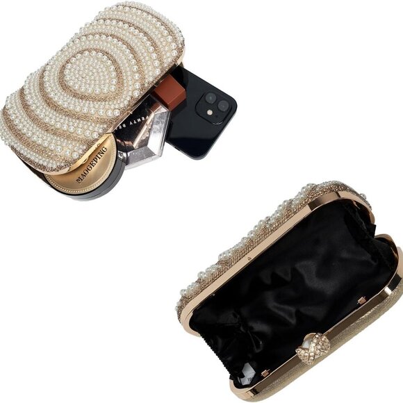 Teardrop Pearl Rhinestone Handbag - Luxurious Evening Bridal Purse 7.48 x 3.94 - Picture 5 of 8